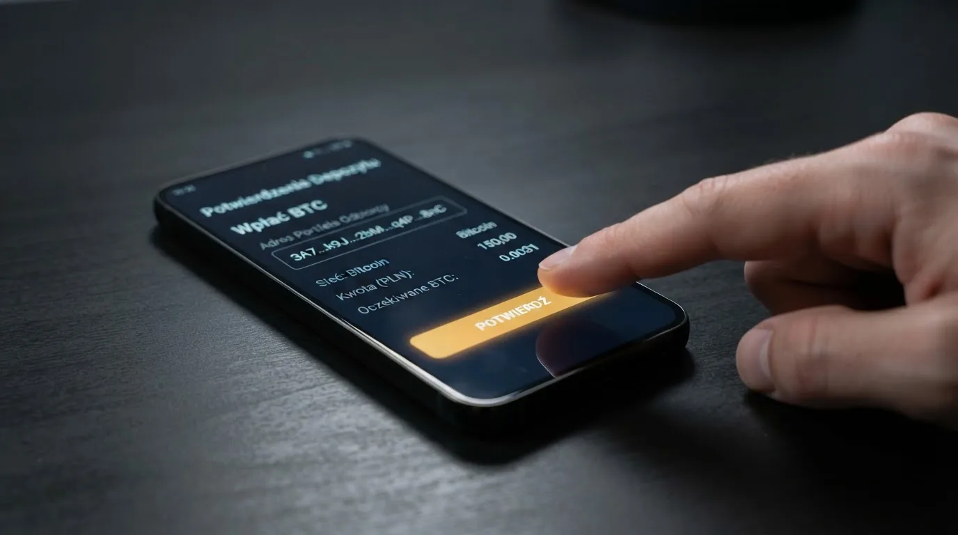 Zbliżenie na formularz wpłaty w kasynie online z polem na adres portfela kryptowalutowego BNB Smart Chain.
